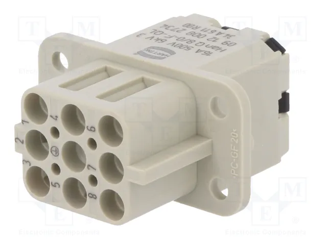 HARTING Conector HDC Han Q Hembra de 9 Pines