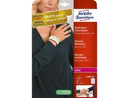Avery Pulsera identificativa polietileno blanca imprimible laser 265x18 mm pack 50 unidades