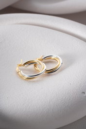 Heliophilia Silver NRZ1000139 Pendientes de Plata Esterlina con Acabado Oro y Rodio 2.3cm