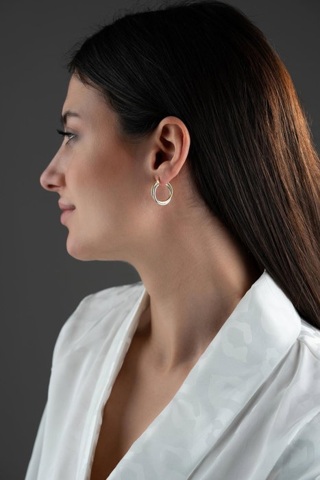 Heliophilia Silver NRZ1000139 Pendientes de Plata Esterlina con Acabado Oro y Rodio 2.3cm