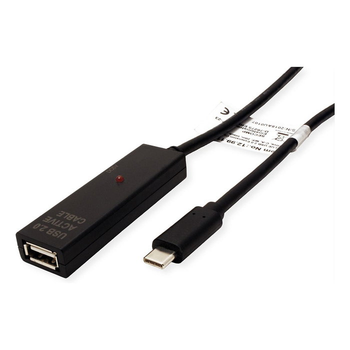 VALUE Cable de extensión USB 2.0 con repetidor, USB C a USB A, 15 m, Negro VALUE Cable de extensión USB 2.0 con repetidor, USB C a USB A, 15 m, Negro