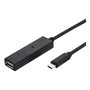 VALUE Cable de extensión USB 2.0 con repetidor, USB C a USB A, 15 m, Negro