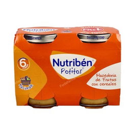 NUTRIBEN Potito Macedonia de fruta y cereales 2x190g