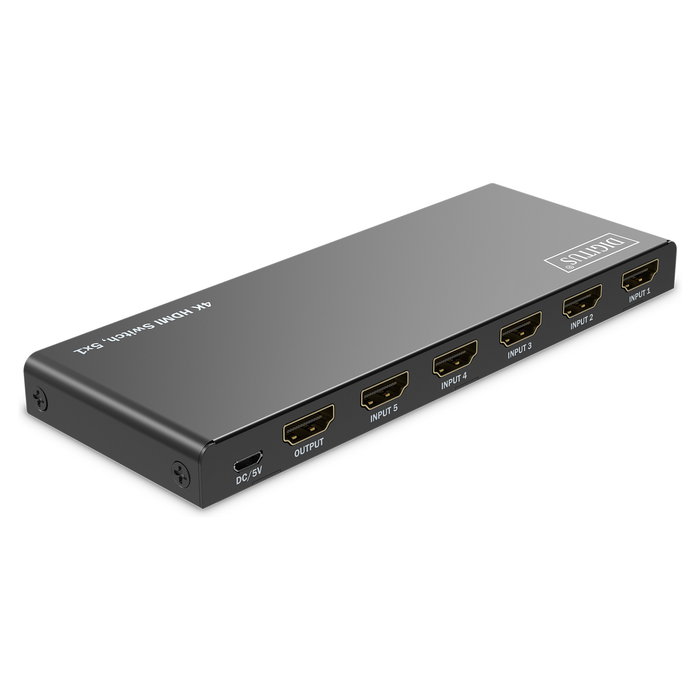 Digitus HDMI Switch 5x1 4K 60Hz HDCP 2.3 - Distribuidor Conmutador de Señal de Video 5 Entradas 1 Salida Digitus HDMI Switch 5x1 4K 60Hz HDCP 2.3 - Distribuidor Conmutador de Señal de Video 5 Entradas 1 Salida