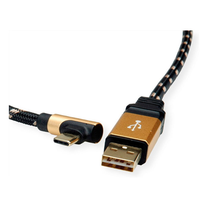 ROLINE GOLD USB 2.0 Cable USB A a USB C Angular 1,8 m ROLINE GOLD USB 2.0 Cable USB A a USB C Angular 1,8 m