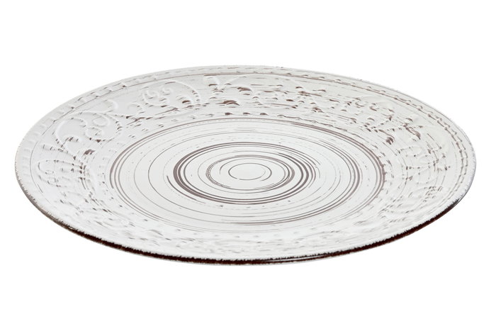 DKD Home Decor Plato de Gres Blanco con Relieve 28x28x2,5 cm