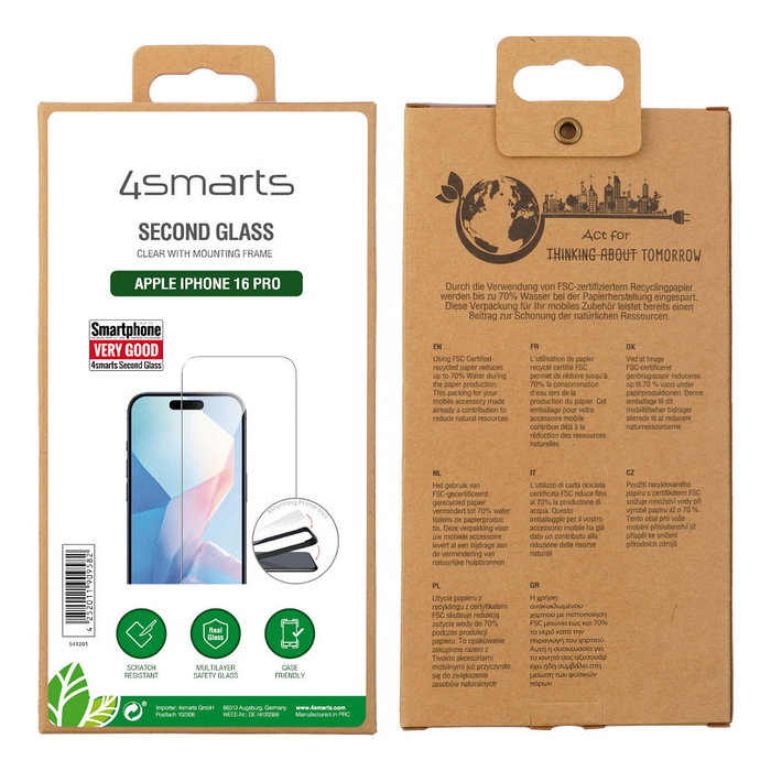 4smarts Protector de Pantalla de Vidrio Templado 9H para Apple iPhone 16 Pro - Resistente a Caídas, Impactos y Rayones, Incluye Marco de Montaje y Kit de Limpieza, Modelo 541201 4smarts Protector de Pantalla de Vidrio Templado 9H para Apple iPhone 16 Pro - Resistente a Caídas, Impactos y Rayones, Incluye Marco de Montaje y Kit de Limpieza, Modelo 541201