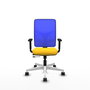 PIQUERAS Y CRESPO Silla de oficina Motilla con mecanismo Sincro/Traslack Amarillo y Azul