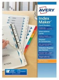 Avery Índices Separadores Index Maker 12 Pestañas Personalizadas Sin Agujeros 222x297 mm Blanco