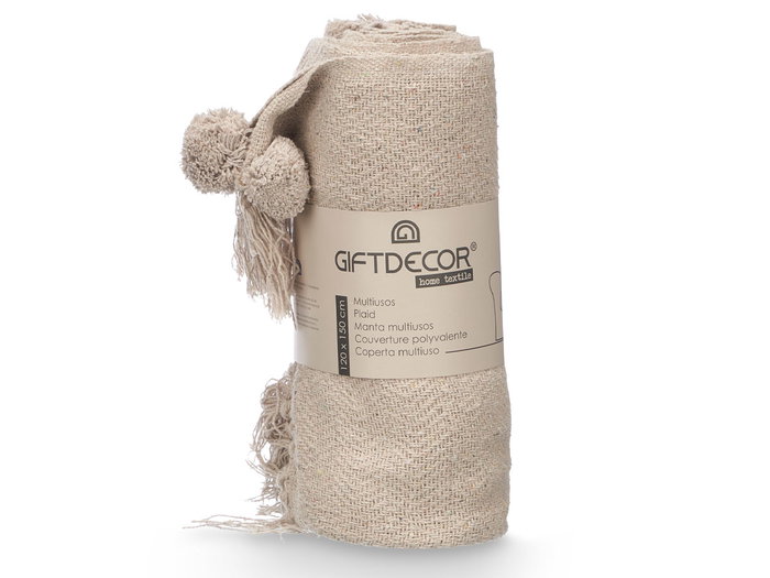 Giftdecor Multiusos Pompon Natural 120x150 cm (Set de 12)