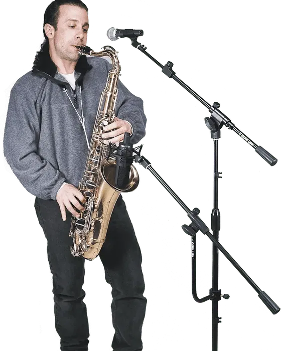 QUIKLOK Soporte Auxiliar de Micrófono con Abrazadera de Acero Negro Plegable