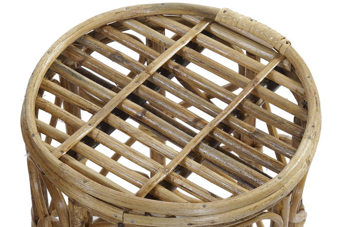 DKD Home Decor Mesita Auxiliar Balines Mimbre Natural 38 x 43.4 x 38 cm Set de 3