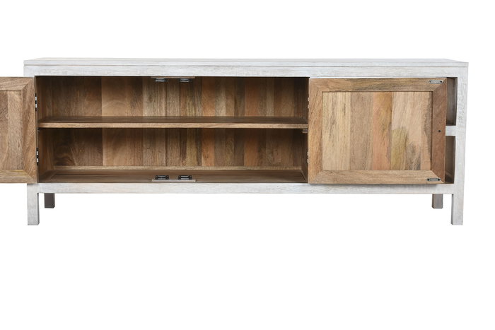 DKD Home Decor Mueble TV Mediterraneo Blanco Madera Mango 160 x 40 x 60 cm