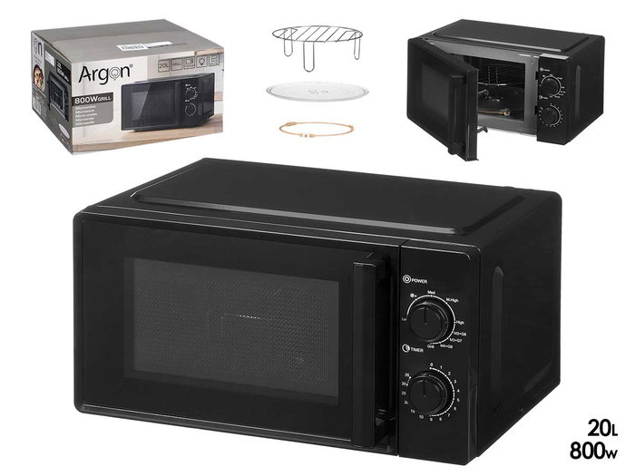 ARGON Microondas Grill 20 Ltr 800W Negro ARGON Microondas Grill 20 Ltr 800W Negro