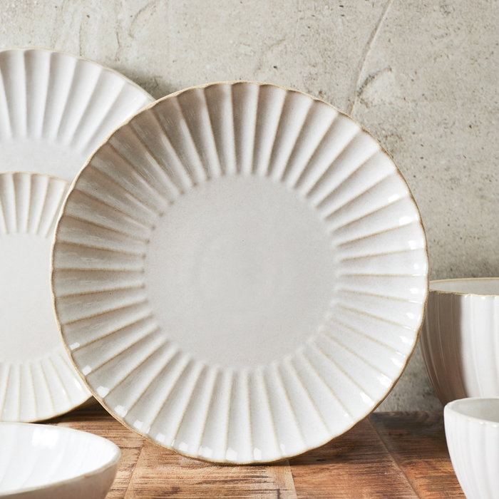 Home Deco Factory Plato Llano Cerámico Gres Colección Cocooning, Diámetro 27 cm, Apto Microondas y Lavavajillas