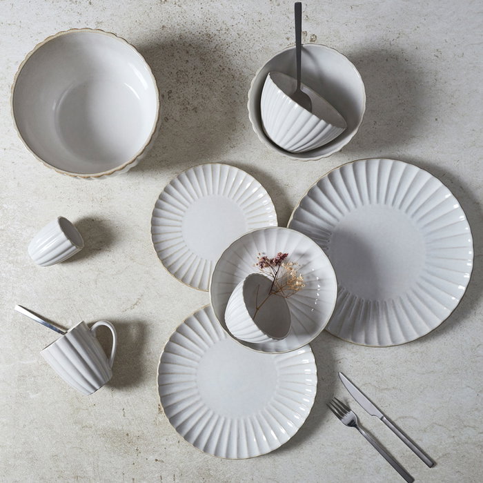 Home Deco Factory Plato Llano Cerámico Gres Colección Cocooning, Diámetro 27 cm, Apto Microondas y Lavavajillas