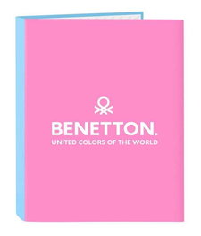 Carpeta de anillas Benetton Spring Rosa Azul cielo A4 26.5 x 33 x 4 cm