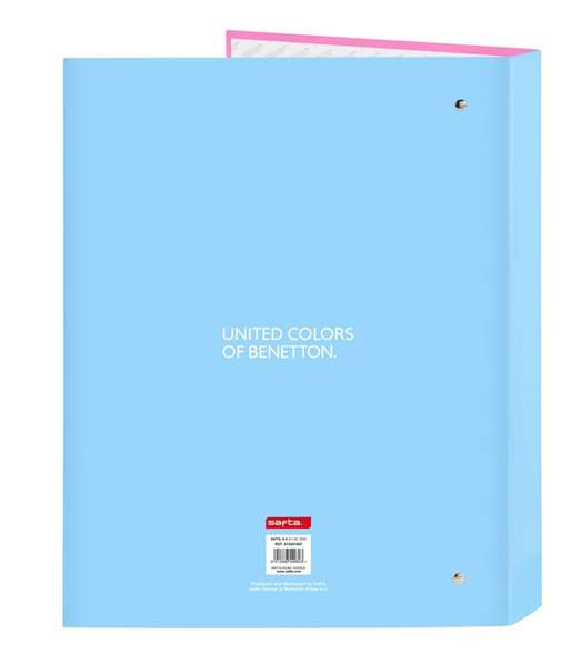 Carpeta de anillas Benetton Spring Rosa Azul cielo A4 26.5 x 33 x 4 cm