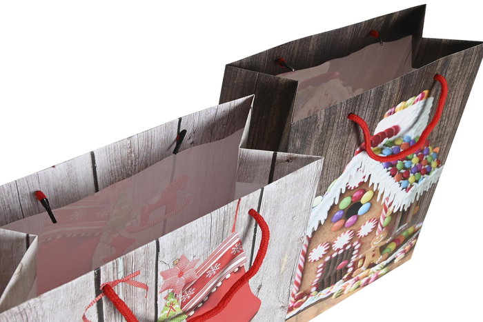 DKD Home Decor Bolsa Navidad Alpina Natural Multicolor Papel 10 x 23 x 18 cm (12 Unidades)