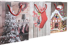 DKD Home Decor Bolsa Navidad Alpina Natural Multicolor Papel 10 x 23 x 18 cm (12 Unidades)