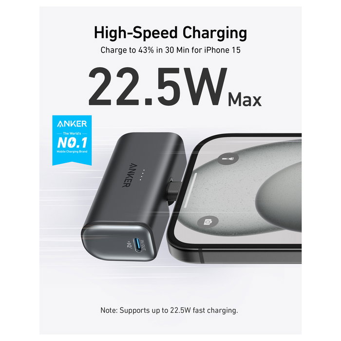 Anker PowerBank Nano 5000 mAh 22,5W Puerto USB-C Negro