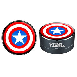 ERT GROUP Altavoz Portátil Inalambrico Capitán América Marvel con Micrófono y Lector MP3, Diseño Compacto, Batería 300 mAh, Radio FM, Carcasa Aluminio, Luz LED