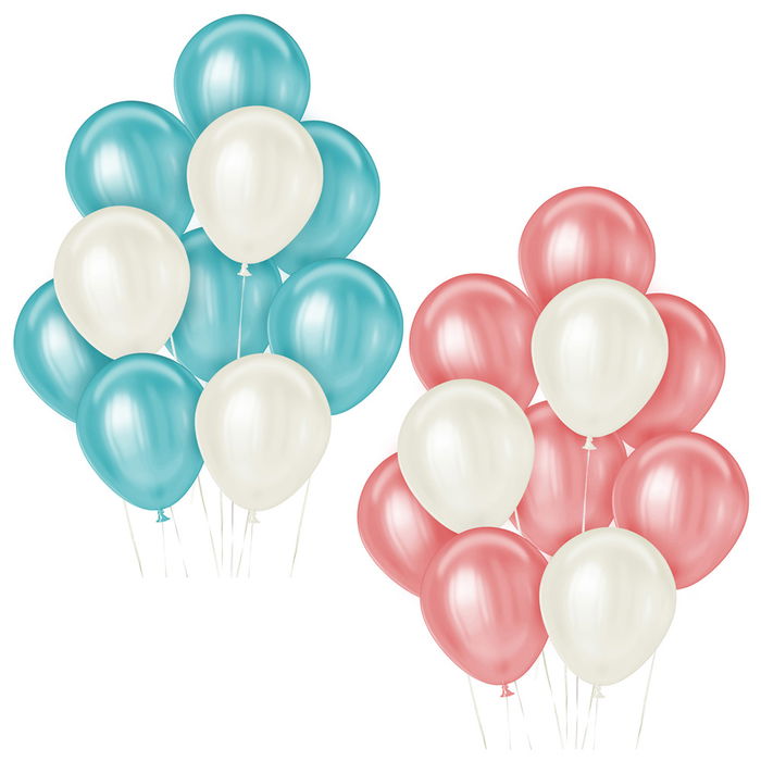 Party Time Juego De 10 Globos Irisado Con Efecto Perla D.18 Cm Colores Surtidos Azul Rosa