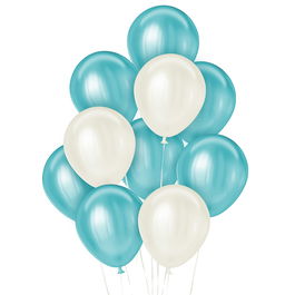 Party Time Juego De 10 Globos Irisado Con Efecto Perla D.18 Cm Colores Surtidos Azul Rosa