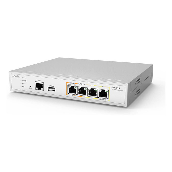 EnGenius ESG610 Security Gateway SD-WAN Cloud Managed, Quad Core 2.2GHz, 4 Puertos 2.5G, 8GB RAM, VPN, Firewall, Blanco