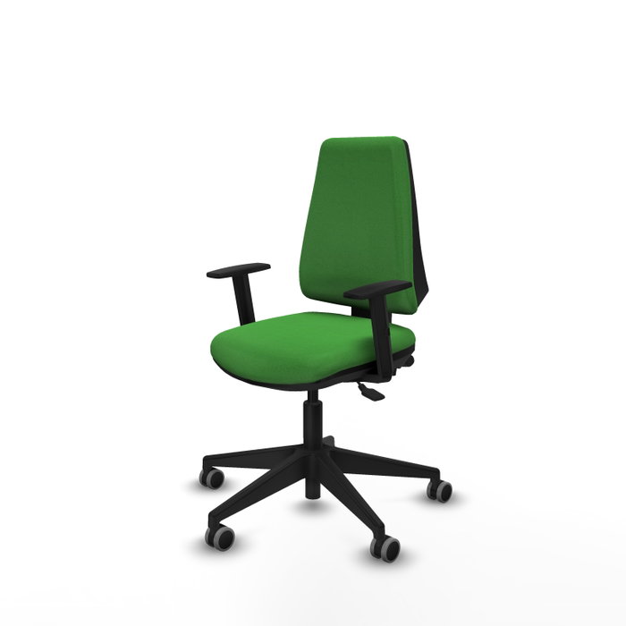 PIQUERAS Y CRESPO Silla de oficina Elche, mecanismo Asincro, Tela Verde, Brazos 1D