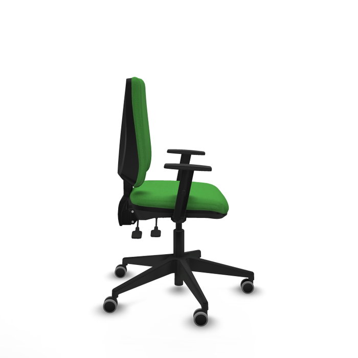 PIQUERAS Y CRESPO Silla de oficina Elche, mecanismo Asincro, Tela Verde, Brazos 1D