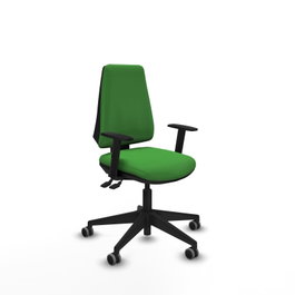 PIQUERAS Y CRESPO Silla de oficina Elche, mecanismo Asincro, Tela Verde, Brazos 1D