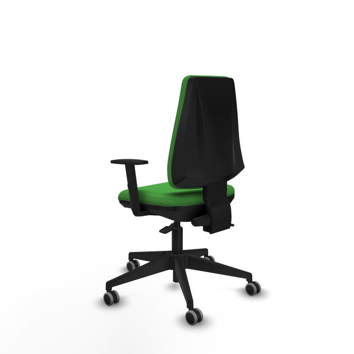 PIQUERAS Y CRESPO Silla de oficina Elche, mecanismo Asincro, Tela Verde, Brazos 1D