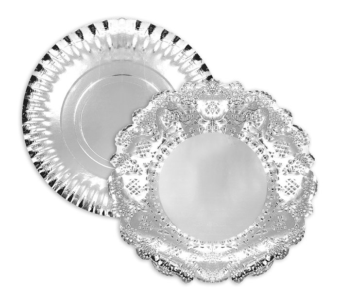 Algon Bandeja Redonda de Plata con Blonda 35 cm (48 Unidades) Algon Bandeja Redonda de Plata con Blonda 35 cm (48 Unidades)