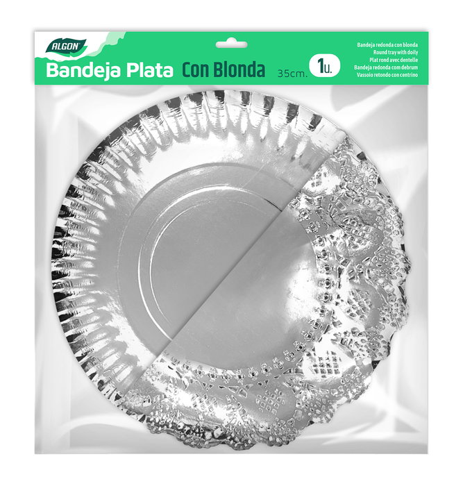 Algon Bandeja Redonda de Plata con Blonda 35 cm (48 Unidades) Algon Bandeja Redonda de Plata con Blonda 35 cm (48 Unidades)