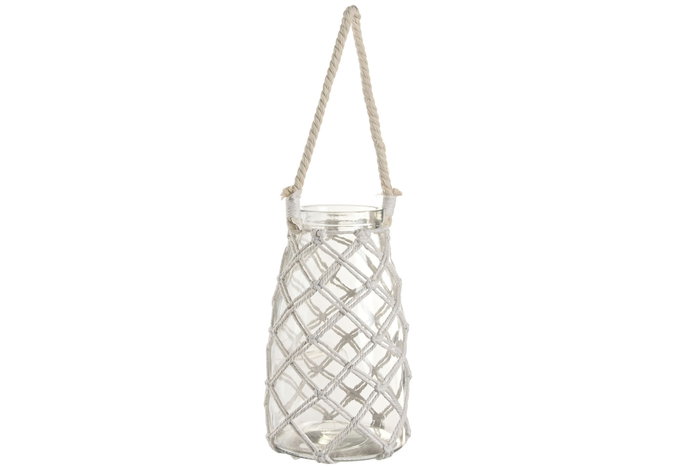 DKD Home Decor Jarrón de Cristal y Algodón Trenzado Surtido de 6 unidades