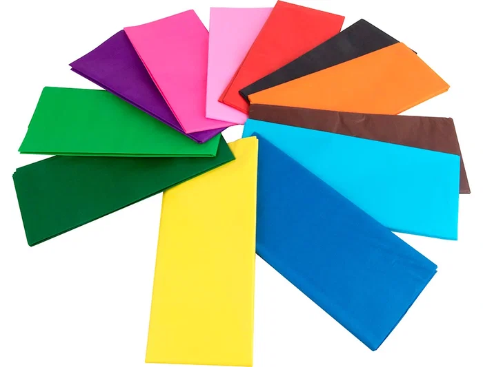 Liderpapel Papel Seda 52x76 cm, Expositor 60 Bolsas de 5 Hojas, 12 Colores Surtidos