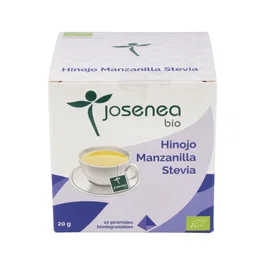 JOSENEA Infusión Hinojo Manzanilla Stevia Bio 10 Pirámides Ensobradas