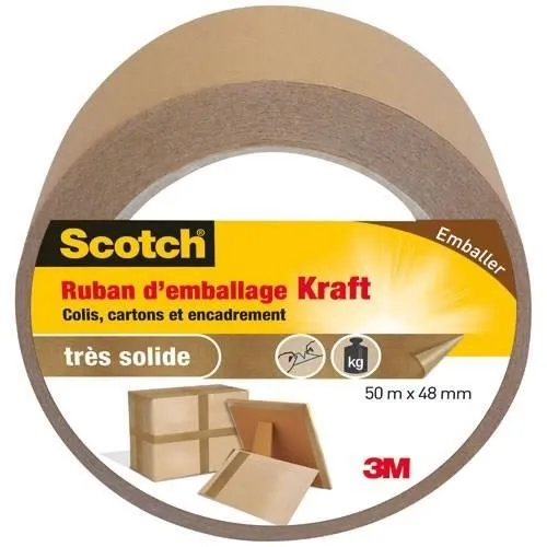 Scotch Cinta adhesiva de embalaje Kraft 50 m x 48 mm Scotch Cinta adhesiva de embalaje Kraft 50 m x 48 mm