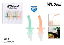 Wooow Set de 4 Vertedores Plástico para Botellas Privilege 2.9 cm (Ancho) x 9 cm (Alto) x 2.9 cm (Largo) (36 Unidades)