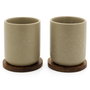 Bredemeijer Tazas de té Umea Beige con Posavasos de Acacia (Set de 2 unidades)