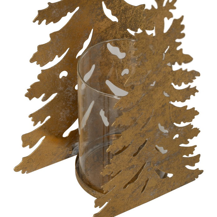 Portavelas Árbol Oro Metal Decoración 22 X 11 X 41,50 cm