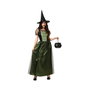 Disfraz de Bruja - Vestido Largo Verde Satinado con Sombrero Puntiagudo para Mujer Adulta Tallas M-L