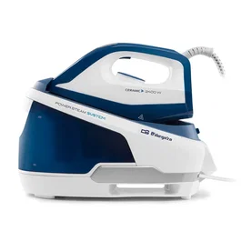 Orbegozo VP 8600 Centro de Planchado de Vapor 2400W, Depósito Agua Extraíble 2L, Suela Ceranium, Función Golpe de Vapor 150g/min, 5 Barras, Apagado Automático, Color Azul y Blanco