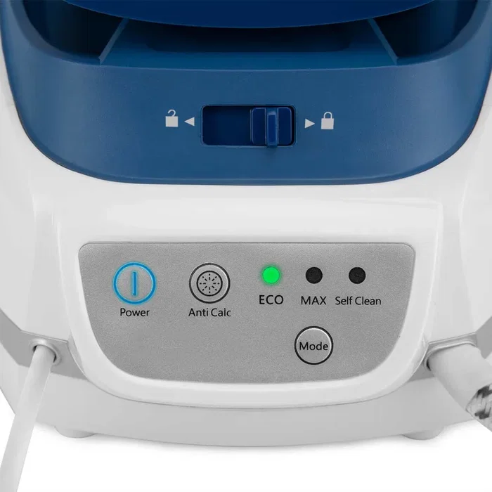 Orbegozo VP 8600 Centro de Planchado de Vapor 2400W, Depósito Agua Extraíble 2L, Suela Ceranium, Función Golpe de Vapor 150g/min, 5 Barras, Apagado Automático, Color Azul y Blanco