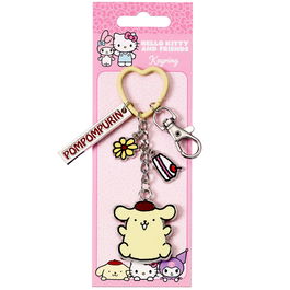 THE CARAT SHOP Llavero Pompompurin Hello Kitty con Clip y Anilla Corazón de Aleación de Zinc