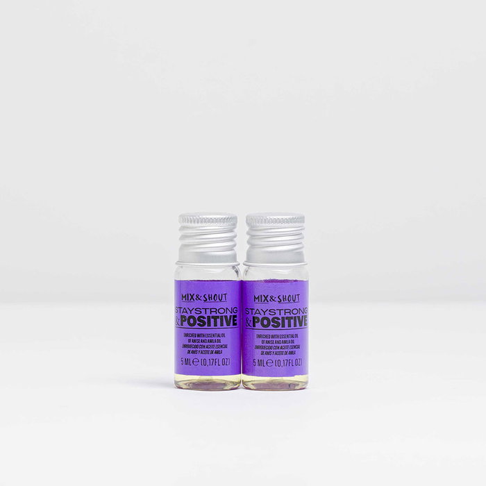 Mix & Shout Set Rutina Equilibrante - Champú y Acondicionador All Hair Types con Boosters Stay Strong & Positive - Para Cabello con Fuerza y Volumen - Lote de 4 Piezas