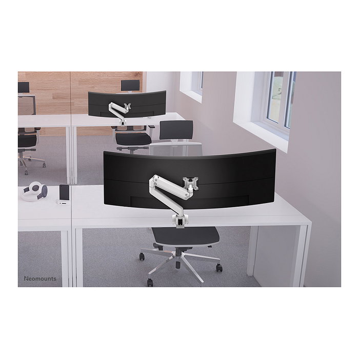 Neomounts NM-D775WHITEPLUS Brazo para Pantallas hasta 49" (124 cm) Curvas y Planas, Soporte de Escritorio con Resorte de Gas, Blanco