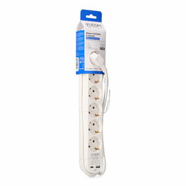 EDM - Base múltiple 6 tomas Schuko con interruptor, 2 puertos USB A + C, cable 1.5 m H05VV-F 3G1.5 mm², 16A 250V~, 3680W, color blanco