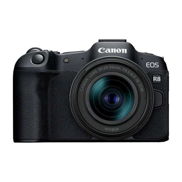 Canon EOS R8 Cámara Mirrorless Full Frame 24.2 MP con Lente RF 24-50mm F4.5-6.3 IS STM Kit, Sensor CMOS, 4K Ultra HD, Pantalla Táctil, Negro